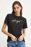 HUGO tricou din bumbac femei, culoarea negru, 50535491