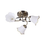 Candelabru Klausen Bellis 3 Floral Chic Bronz Antichizat 42x20cm, 3xE27, Lustra Clasica Eleganta pentru Sufragerie sau Dormitor, Corp Iluminat