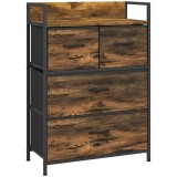HOMCOM Comodă cu 4 Sertare Detaşabile, Pliabile şi Raft de Depozitare, 60x29x85 cm, Maro şi Negru | Aosom Romania