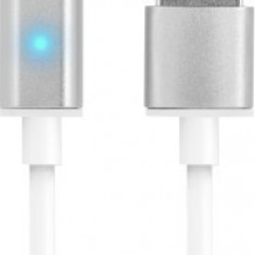 Cablu magnetic iPhone Lightning, micro USB, LED, incarcare, transfer date, Forever, argintiu