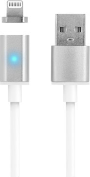 Cablu magnetic iPhone Lightning, micro USB, LED, incarcare, transfer date, Forever, argintiu