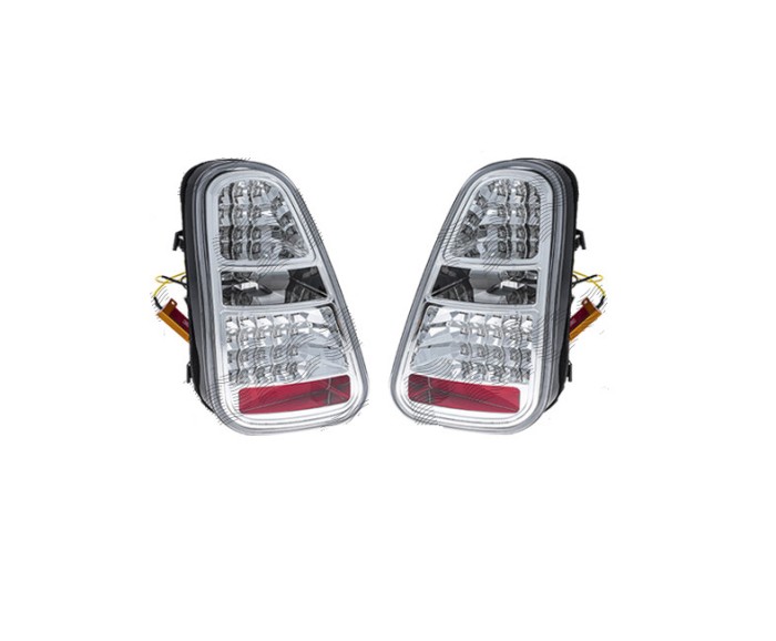 Stop spate, lampa Mini One/Cooper/Cabrio (R50/R52/R53), 06.2001-06.2004, model tuning, montare spate, stanga+dreapta, cu indicator led; LED+W16W; ros