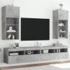 VidaXL Comode TV cu lumini LED, 2 buc., gri beton, 40,5x30x90 cm