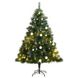 Brad Crăciun artificial articulat cu 150 LED-uri/globuri 120 cm