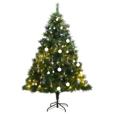 Brad Crăciun artificial articulat cu 150 LED-uri/globuri 120 cm foto