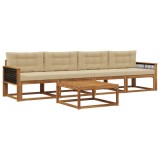 vidaXL Set de canapele de exterior cu pernă 5 pcs Natural și Bej 3382326