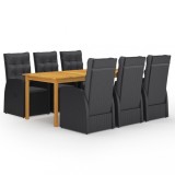 VidaXL Set mobilier de grădină, 7 piese, negru