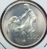 (A382) MONEDA DIN ARGINT SAN MARINO - 500 LIRE 1972, SERIA MATERNITATEA, Europa