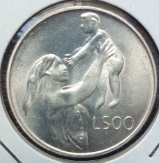 (A382) MONEDA DIN ARGINT SAN MARINO - 500 LIRE 1972, SERIA MATERNITATEA