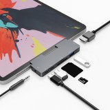 Cumpara ieftin Adaptor 7 in 1 IKATAK, USB-C la HDMI 4k 30HZ, 1 x USB3.0, audio, SD, TF, 2 x USB-C, compatibil Apple iPad Pro