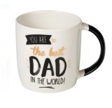 Cana New Bone cu scris "Best Dad", 9 x 9 cm, Alb / Negru, 345ml