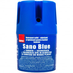Odorizant Solid pentru Bazin Toaleta SANO Blue 150 g, Albastru, Detergent Toaleta, Odorizant Toaleta, Detergent Solid pentru Toaleta, Odorizant Solid