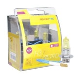 Set 2 Becuri Auto PowerTec Retro H3 Halogen 55W GOLD 3200K pentru Vizibilitate Intensificata