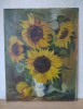 Floarea soarelui, tablou ulei pe carton, Flori, Altul