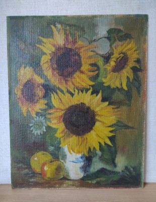 Floarea soarelui, tablou ulei pe carton foto