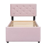 Pat tapițat cu pat extensibil, 90&times;200 cm, fără saltea, Roz