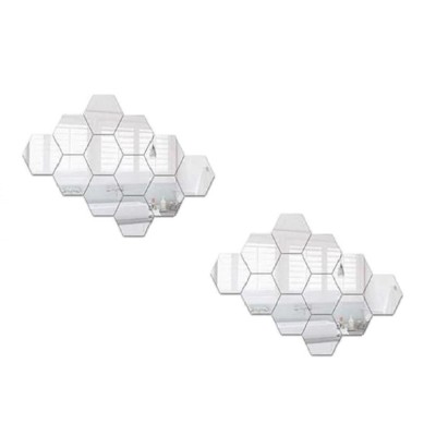 Set Oglinzi Decorative Hexagonale tip Fagure, 16x32 cm, 4 Bucati Sticker foto