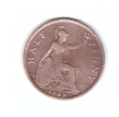 Moneda Marea Britanie 1/2 penny 1929, stare buna, curata foto