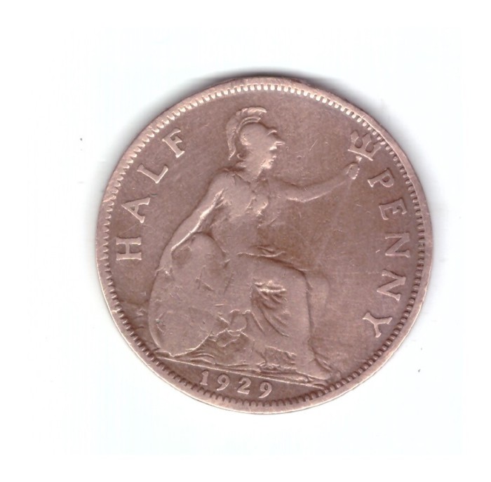Moneda Marea Britanie 1/2 penny 1929, stare buna, curata