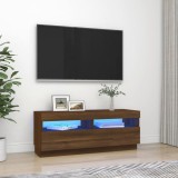 VidaXL Comodă TV cu lumini LED, stejar maro, 100x35x40 cm