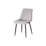 Scaun tapitat cu stofa tip catifea AB176, de living si bucatarie, cadru metalic, 88x47x42 cm, bej