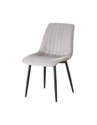 Scaun tapitat cu stofa tip catifea AB176, de living si bucatarie, cadru metalic, 88x47x42 cm, bej foto