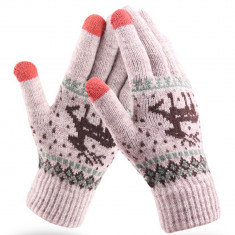 [Indika ] - TouchScreen Raindeer Woolen Gloves ST0002 Khaki foto