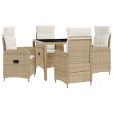 vidaXL Set dining pentru exterior cu pernă 5 pcs Bej și alb crem 3422337