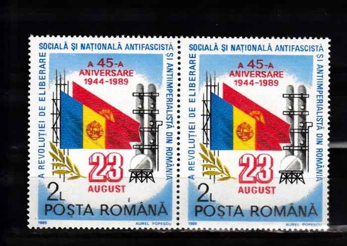A11 TX9 13 - 1989 - A 45-a aniversare a rev de la 23 august perechi doua timbre