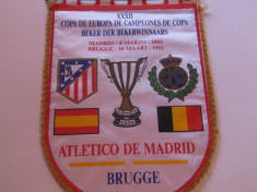 Fanion fotbal Atletico Madrid - Club Brugge, Champions Cup,1992 foto