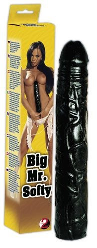 Dildo Clasic Big Mr. Softy, Negru, 29 cm