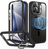 Husa ESR Armor Tough Kickstand Halolock MagSafe pentru Apple iPhone 15 Pro Max Transparent/Negru, Carcasa