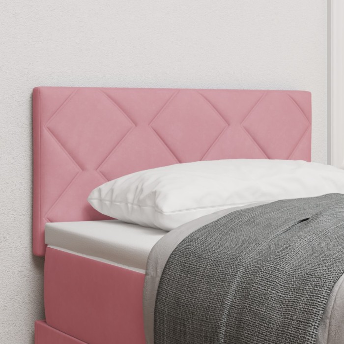vidaXL Tăblie LED cu lumini cu bandă LED Geometric Roz 80 cm Catifea