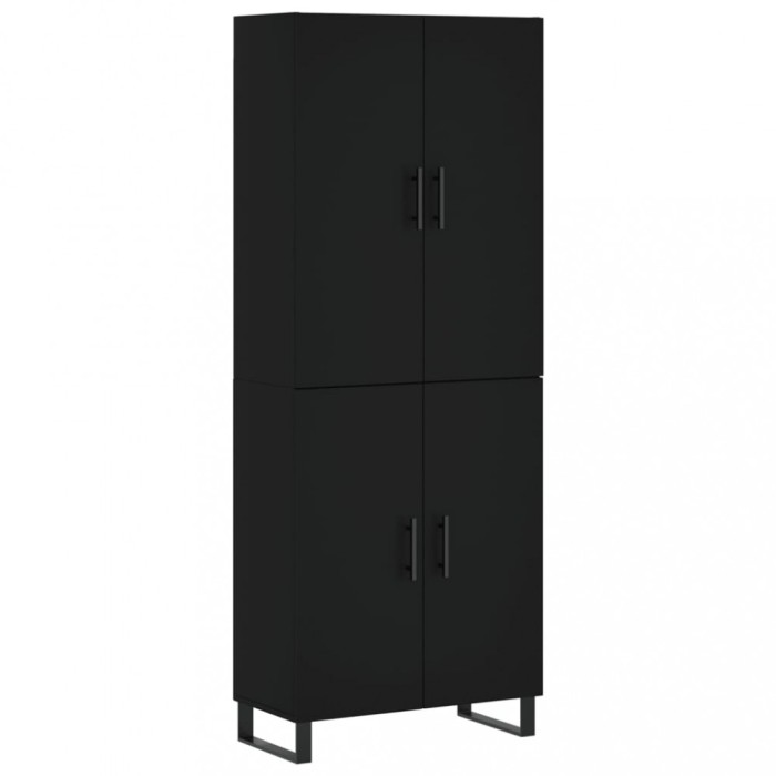 Dulap inalt, negru, 69,5x34x180 cm, lemn compozit