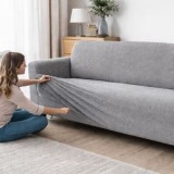 Husa Elastică Gri pentru Canapea cu 2 Locuri &ndash; Dimensiuni 140-170cm, CMCLASS