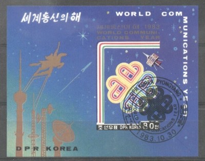 Korea 1983 Space World communication year imperf. sheet Mi.B152 used E.080 foto
