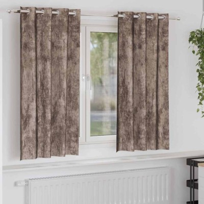 vidaXL Draperie cu perdele 2 pcs Cappuccino 175 x 140 cm Catifea foto