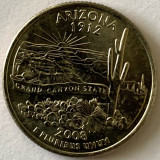 AMERICA QUARTER 1/4 DOLLAR 2008 LITERA P.(Statul Grand Canyon - ARIZONA),BU, America de Nord, Cupru-Nichel