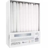 Set 40 lumanari conice albe din parafina, 24,5 cm, ardere pana la 7 ore