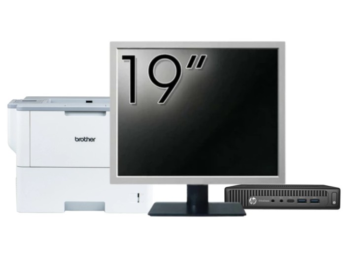 Pachet PC Second Hand HP Elitedesk 800 G2 Mini PC, Intel Core i5-6500T 2.50GHz, 8GB DDR4, 256GB SSD + Monitor 19&amp;quot; &amp; Imprimanta Brother HL-L6300DW