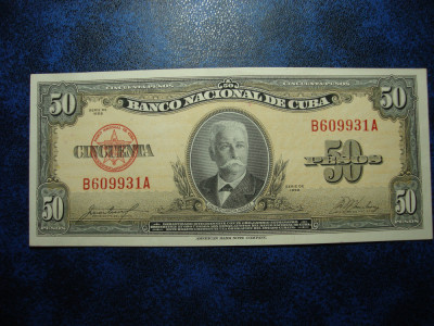 CUBA 50 PESOS 1958 AUNC foto