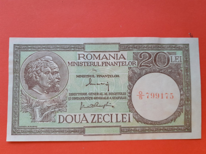 Bancnota 20 lei 1947 aUNC++ Min Finantelor semnat Alexandrini, Panait Gheorghiu