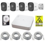 Sistem supraveghere IP UNV, 4 camere de exterior, 4MP, IR 30m, Microfon, PoE, Vizualizare pe mobil, NVR 4 canale, HDD 1TB, Accesorii SafetyGuard Surve