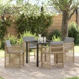 Set grădină 5 piese cu perne, rattan poly bej