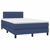 Cumpara ieftin Pat box spring cu saltea, albastru, 120x190 cm, material textil