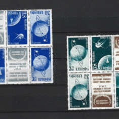 ROMANIA 1957 - SATELITII ARTIFICIALI, TRIPTICURI TETE BECHE, MNH - LP 444b (C)