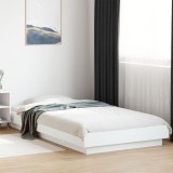 Cadru de pat cu lumini LED, alb, 90x200 cm, lemn prelucrat