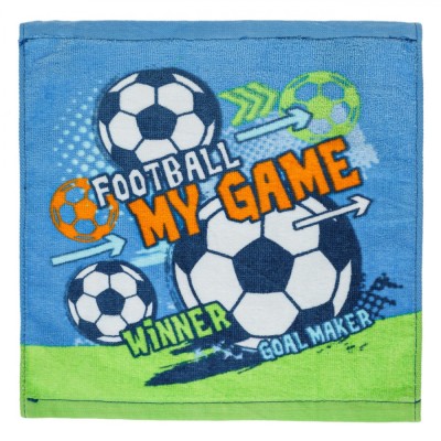 Prosop Copii, Model Fotbal, Bumbac, Albastru, 30x30 cm foto