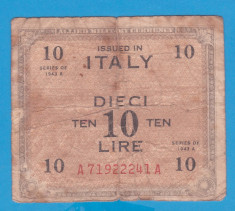 (1) BANCNOTA ITALIA - 10 LIRE 1943, FASCISTA, AL DOILEA RAZBOI MONDIAL foto