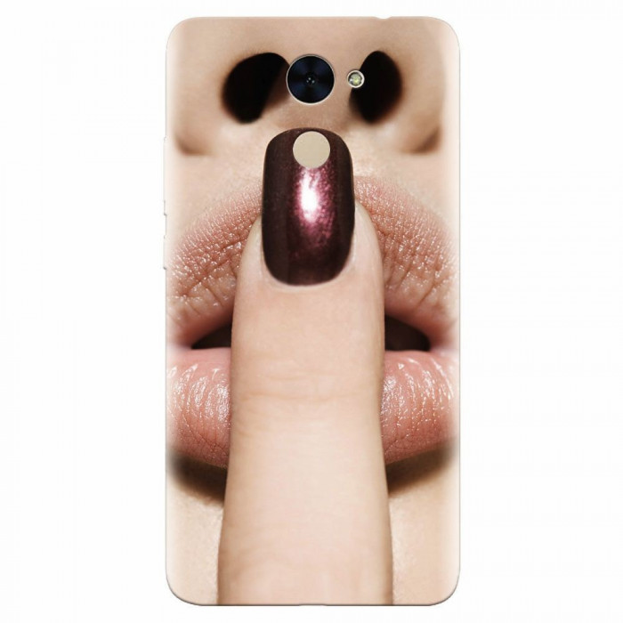 Husa silicon pentru Huawei Y7 Prime 2017, Finger Purple Nailpolish Girl Lips